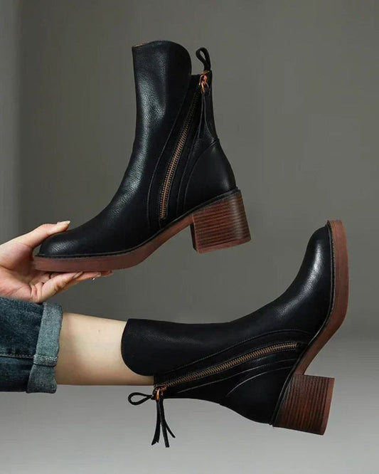 Camela |  Bottines Cuir à Talon Bloc