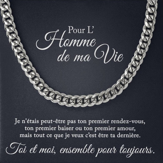 Chaîne Cubaine "Pour L'homme De Ma Vie " Collier Cadeau