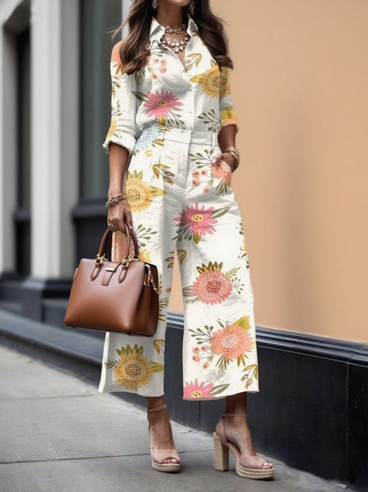 Silvia | Ensemble Chemise & Pantalon Florale