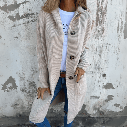 Clara | Cardigan Long Côtelé à Capuche